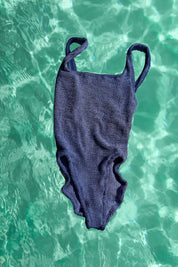 Metallic Denim Square Neck One Piece