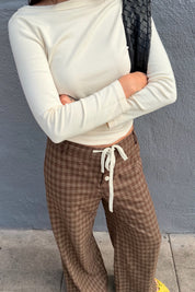 Creme Baby Rib Boat Neck