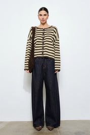 Yellow Stripe Paisley Cardigan