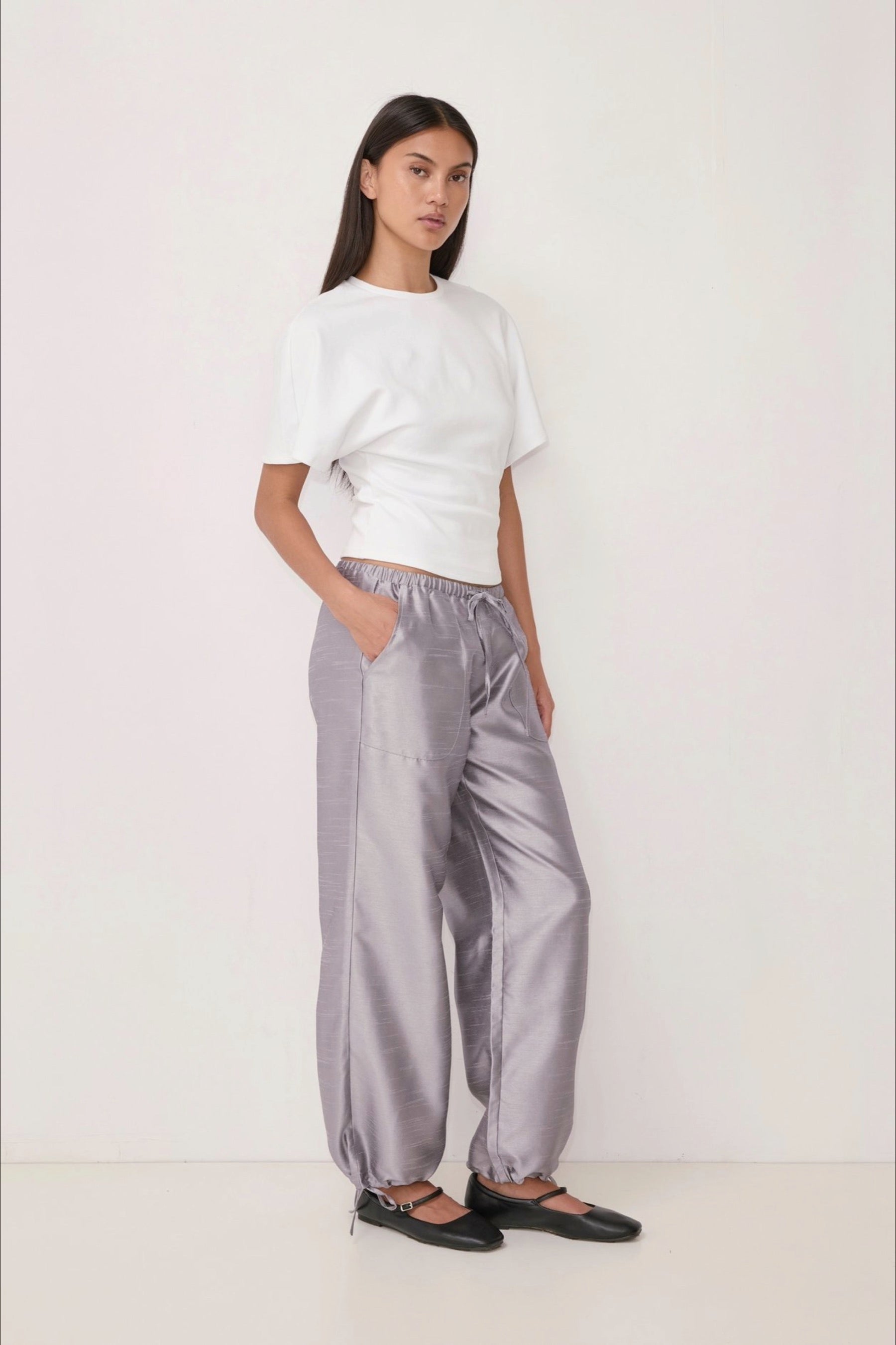 Grey Taffeta Kylie Pant