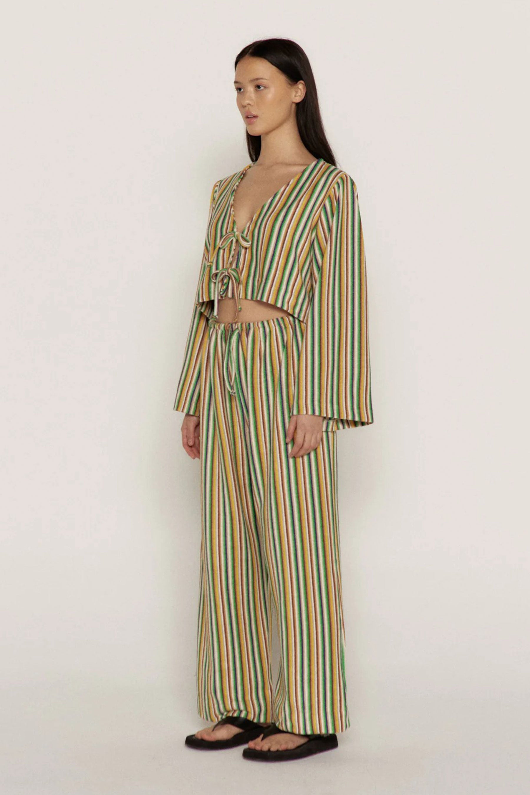 Green Stripe Terry Trouser