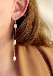 Gold Baroque Pearl Threaders