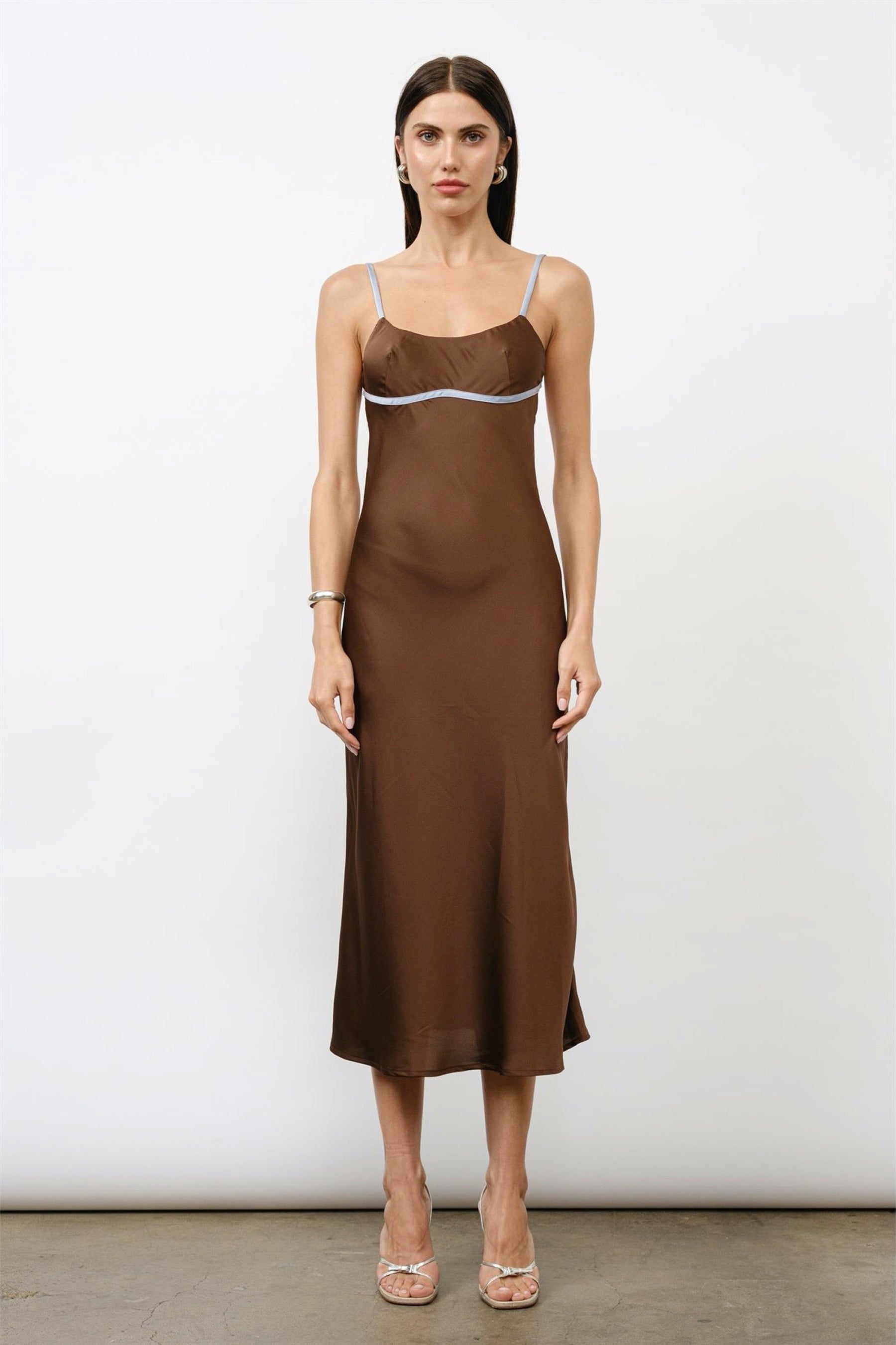 Brown Aurelia Bias Dress