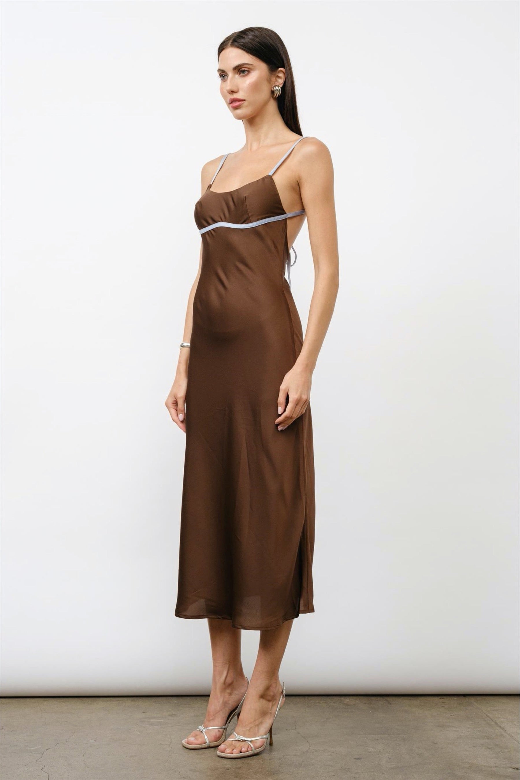 Brown Aurelia Bias Dress