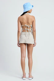 Chenille Plaid Halter Top