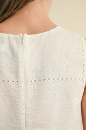 White Eyelet Emma Tank