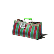 Green + Red Stripe Wide Tote