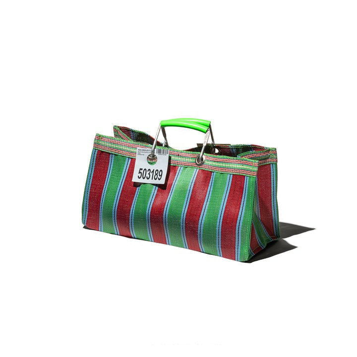 Green + Red Stripe Wide Tote