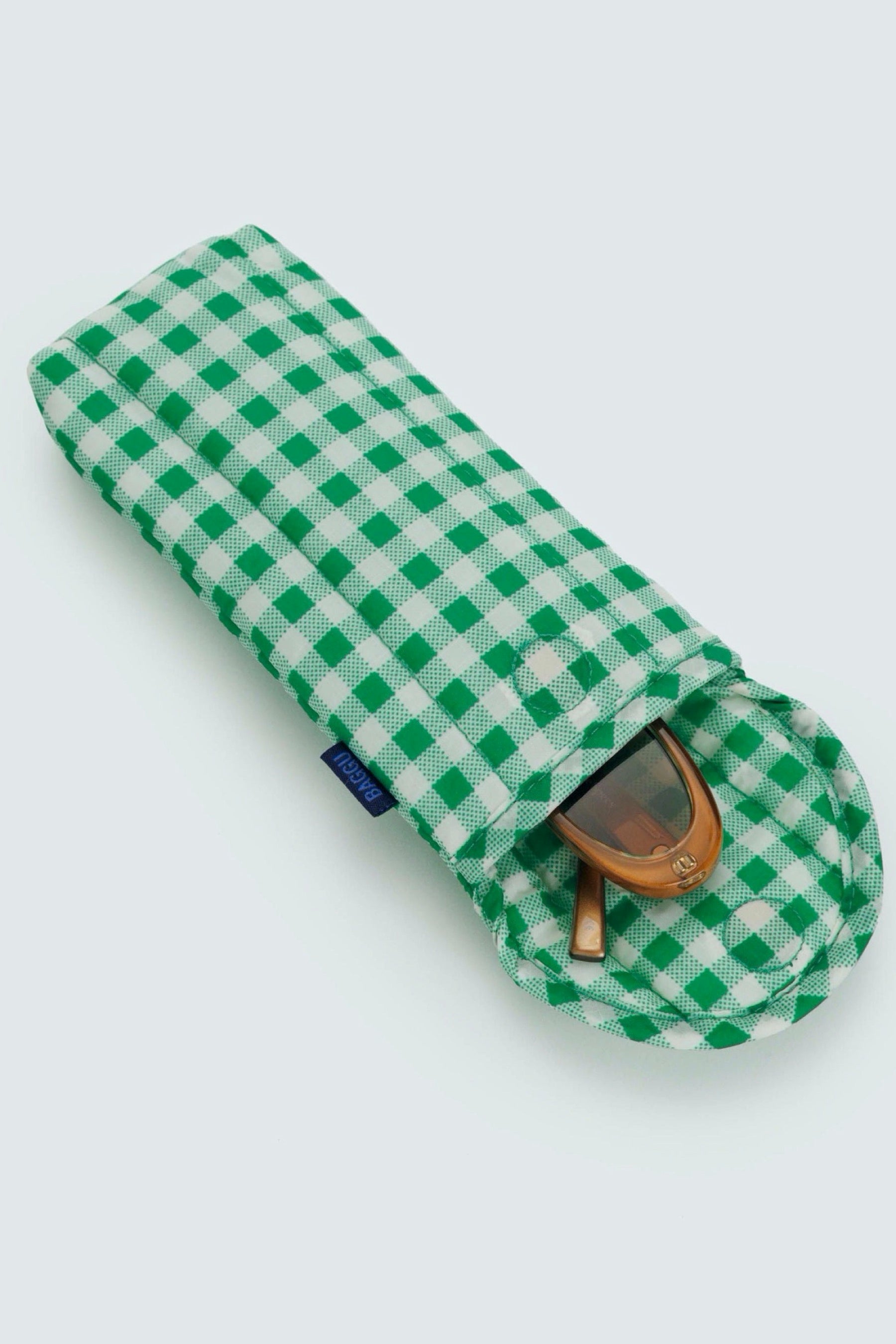 Green Gingham Puffy Glasses Sleeve