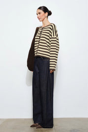 Yellow Stripe Paisley Cardigan