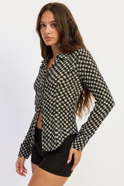 Gingham Britany Scrunch Top