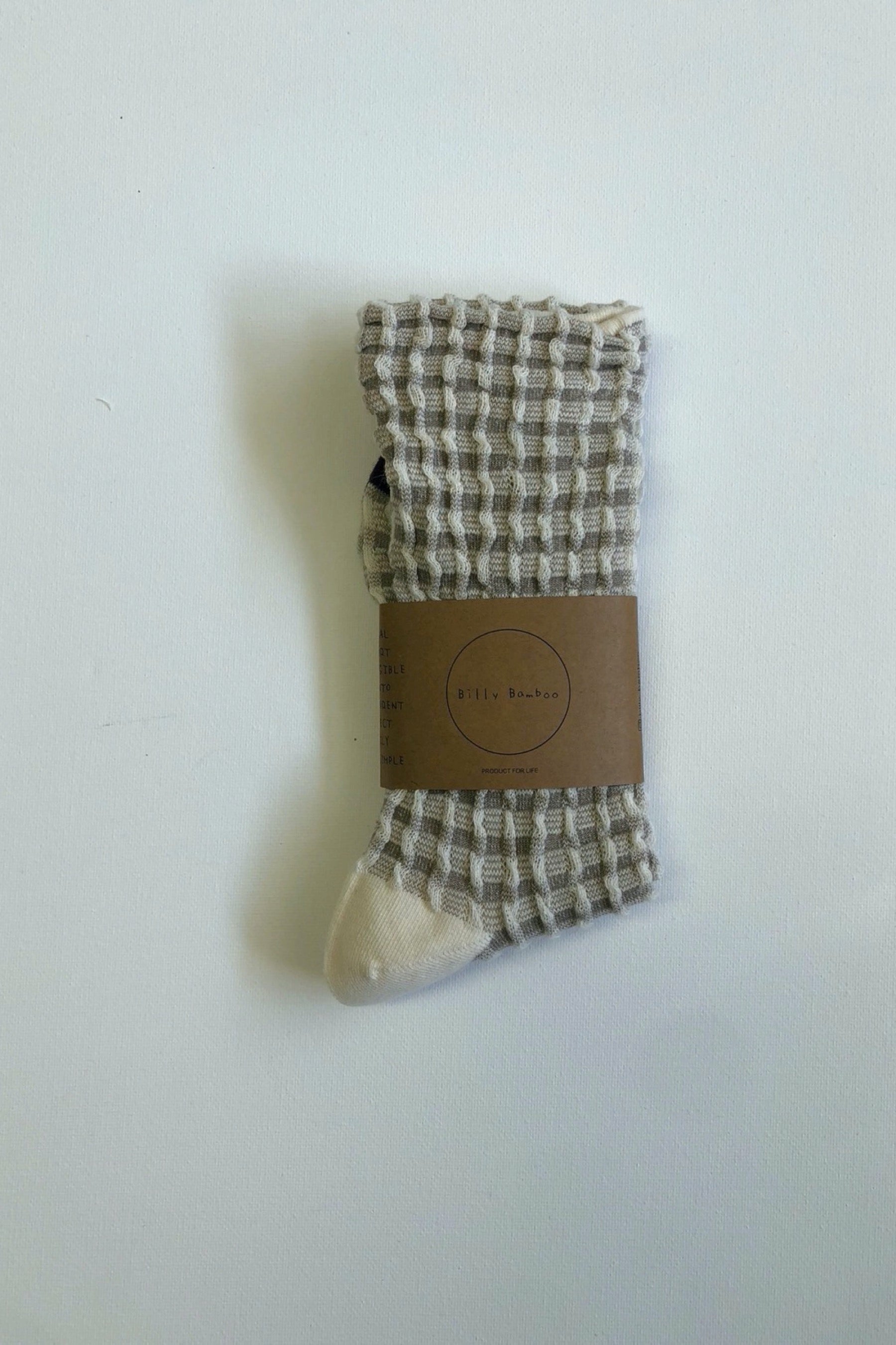 Cream Gingham Waffle Socks