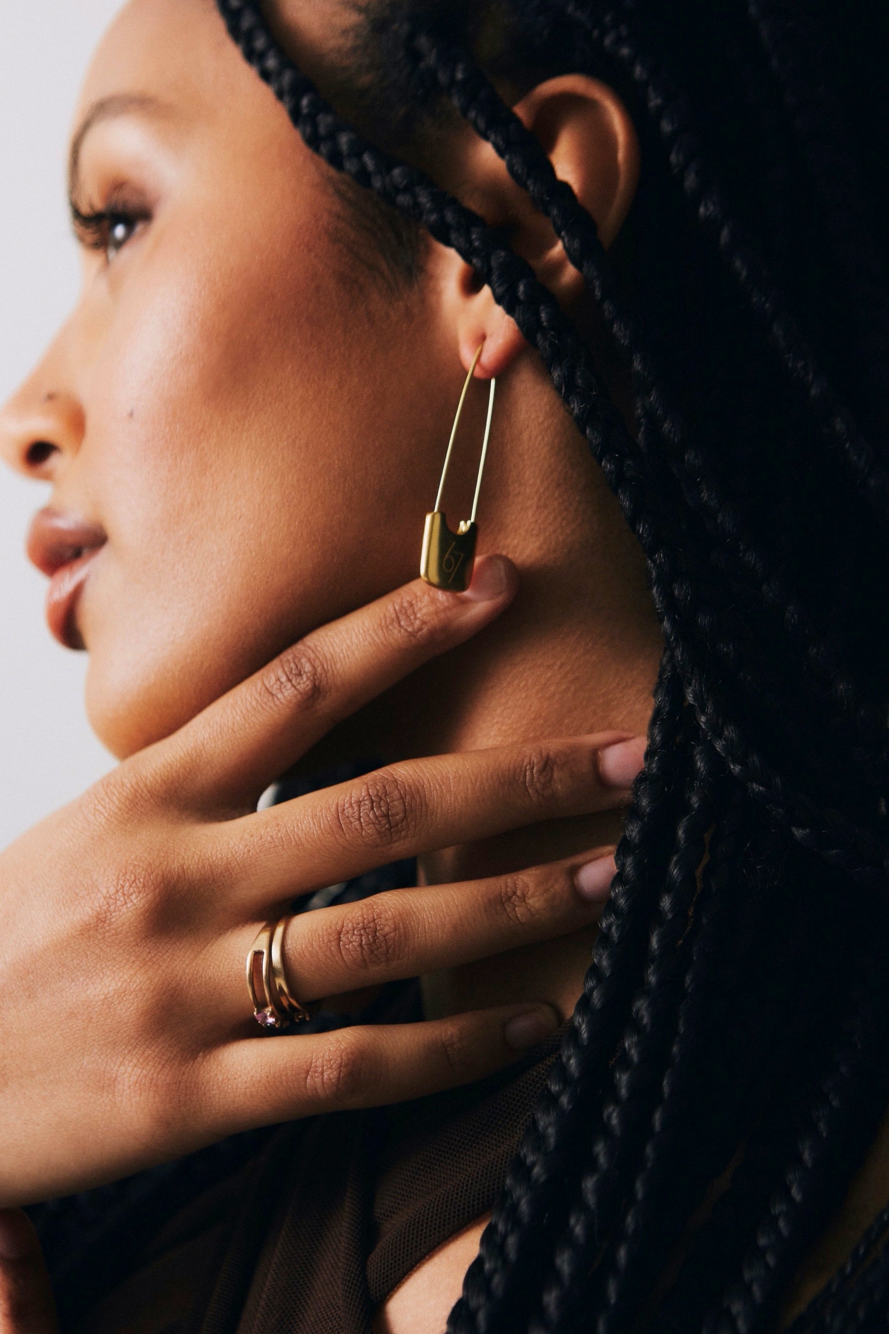 Gold Safety Pin Earrings