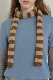 Coffee Stripe Skinny Scarf