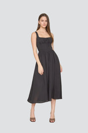 Black Crescent Midi Dress