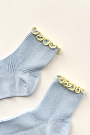 Baby Blue + Butter Ruffled Socks