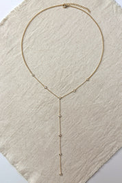 Gold Bezel Lariat Necklace