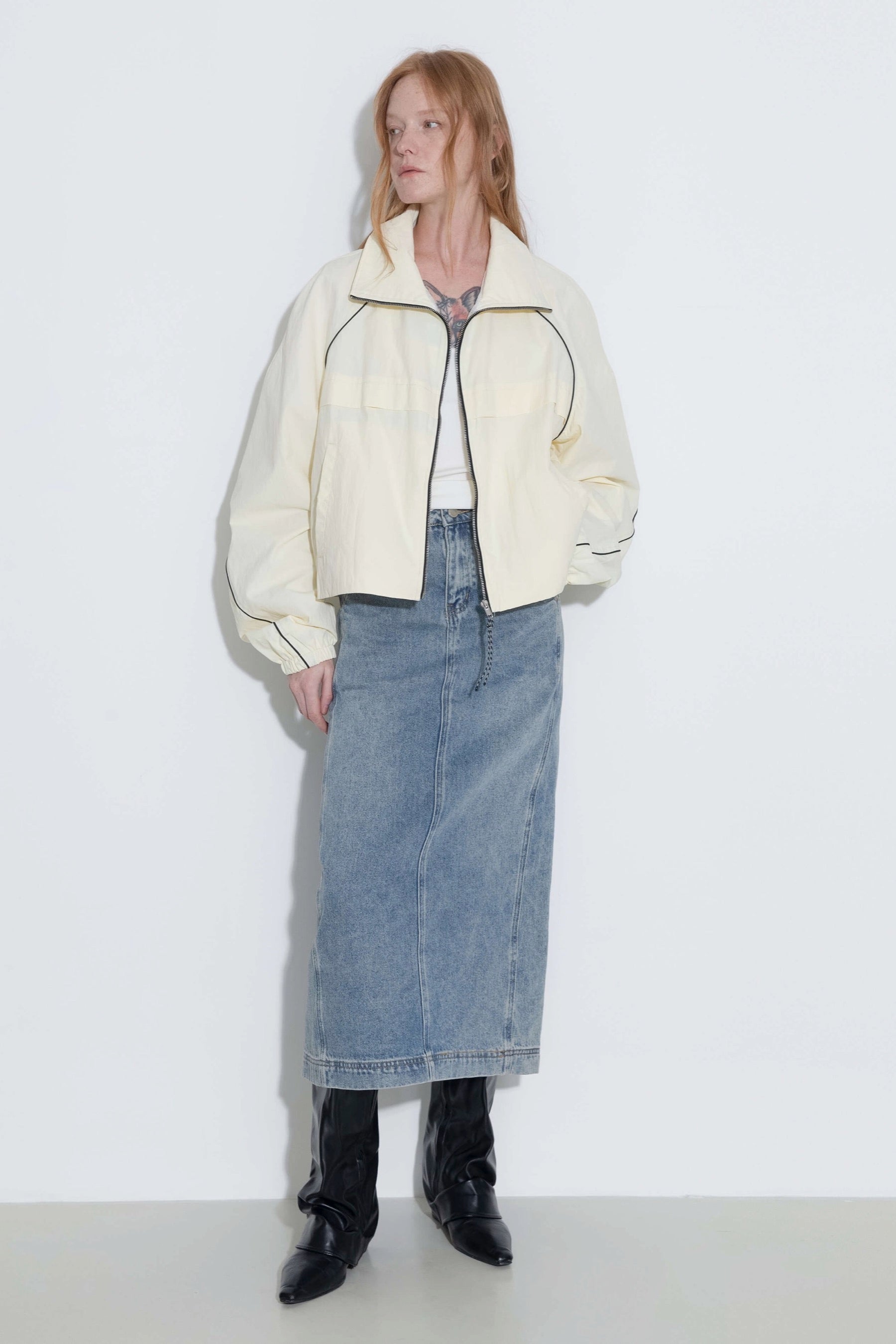 Colorblock Zipper Short Jacket