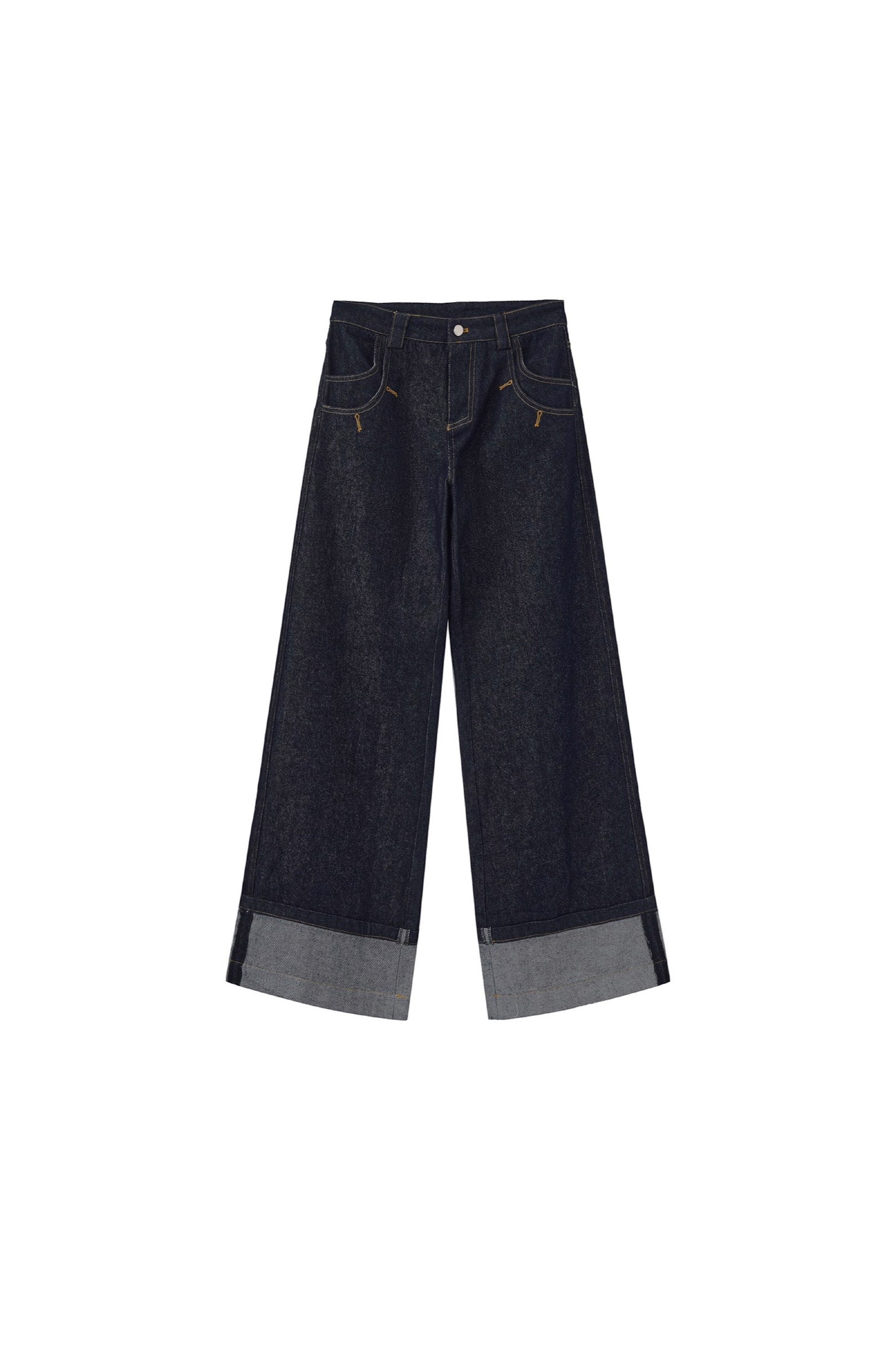 Wide Leg Cuffed Jean