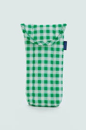 Green Gingham Puffy Glasses Sleeve