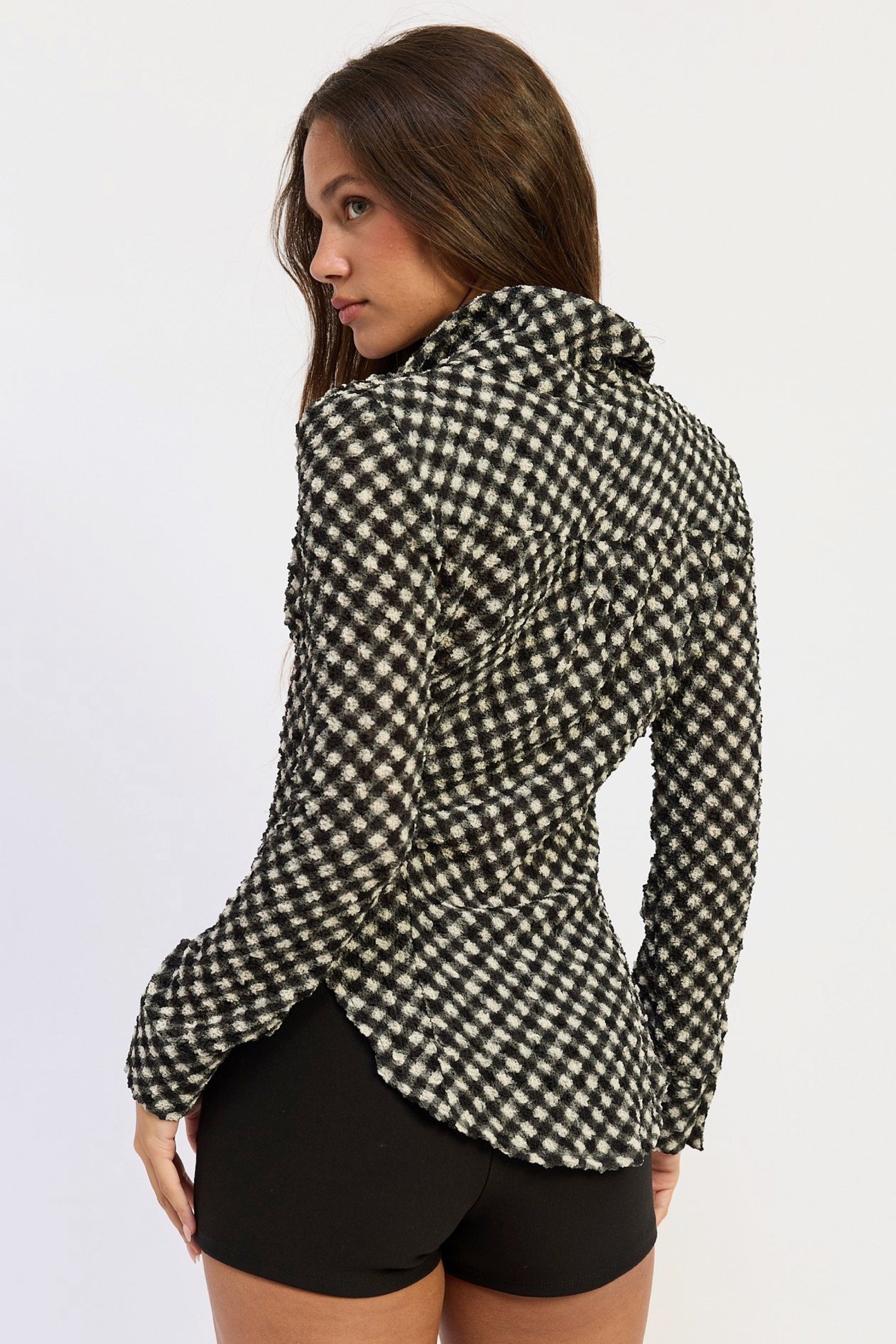 Gingham Britany Scrunch Top