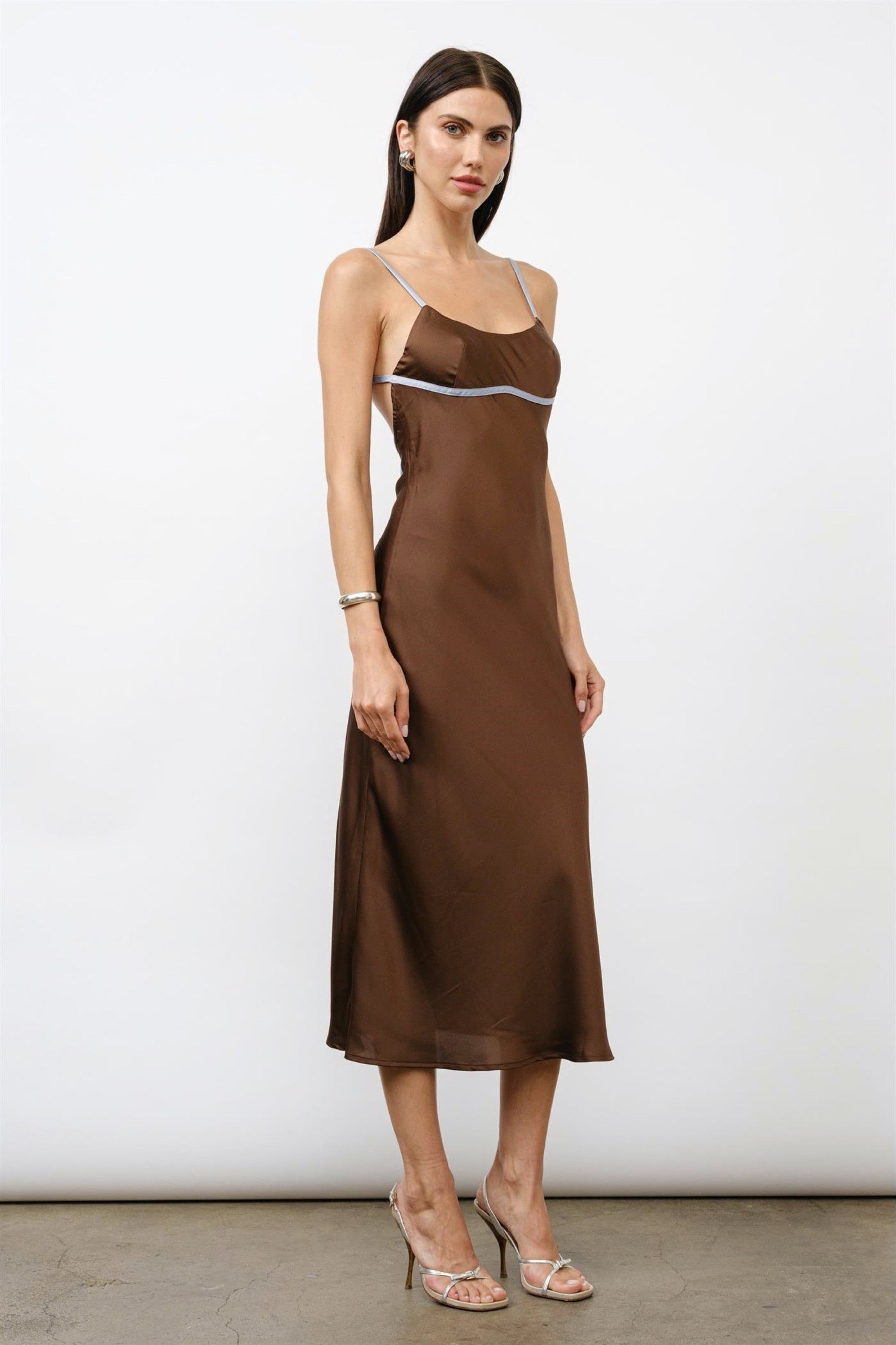 Brown Aurelia Bias Dress