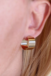 Gold Flat Wide Hoops
