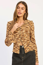 Space Dye Chenille Zip Cardigan