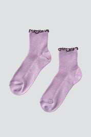 Lilac + Brown Ruffled Socks