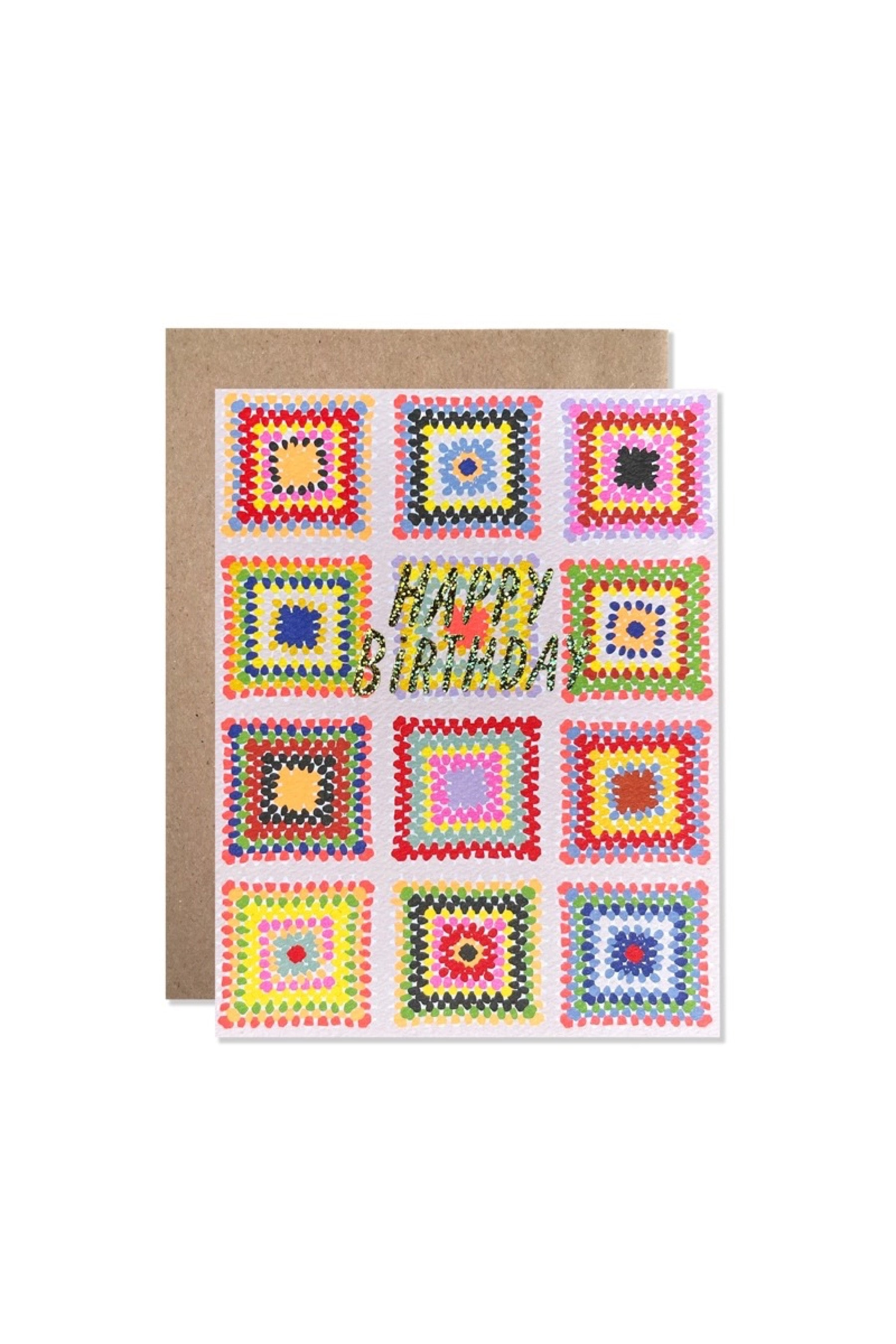 Crochet Quilt Birthday Card