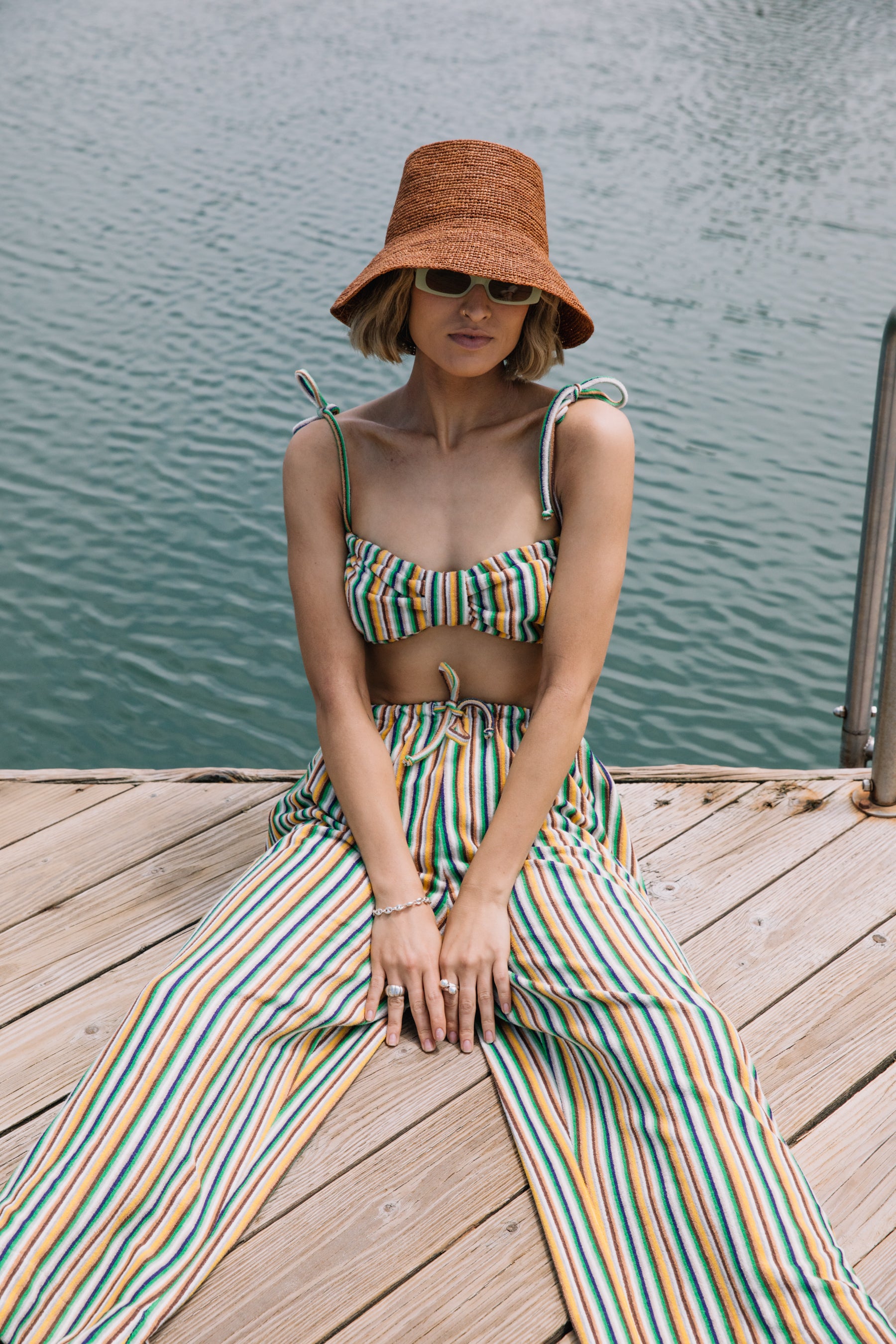 Green Stripe Terry Trouser