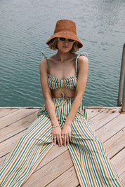 Green Stripe Terry Bra Top
