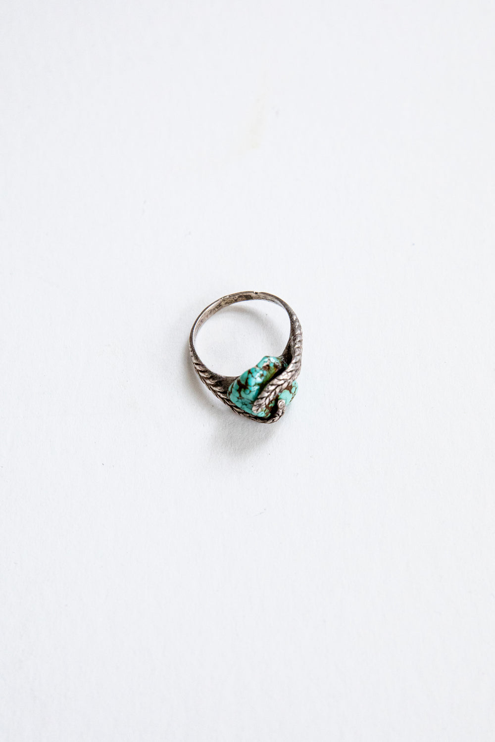 Feather Wrapped Chunky Turquoise Ring