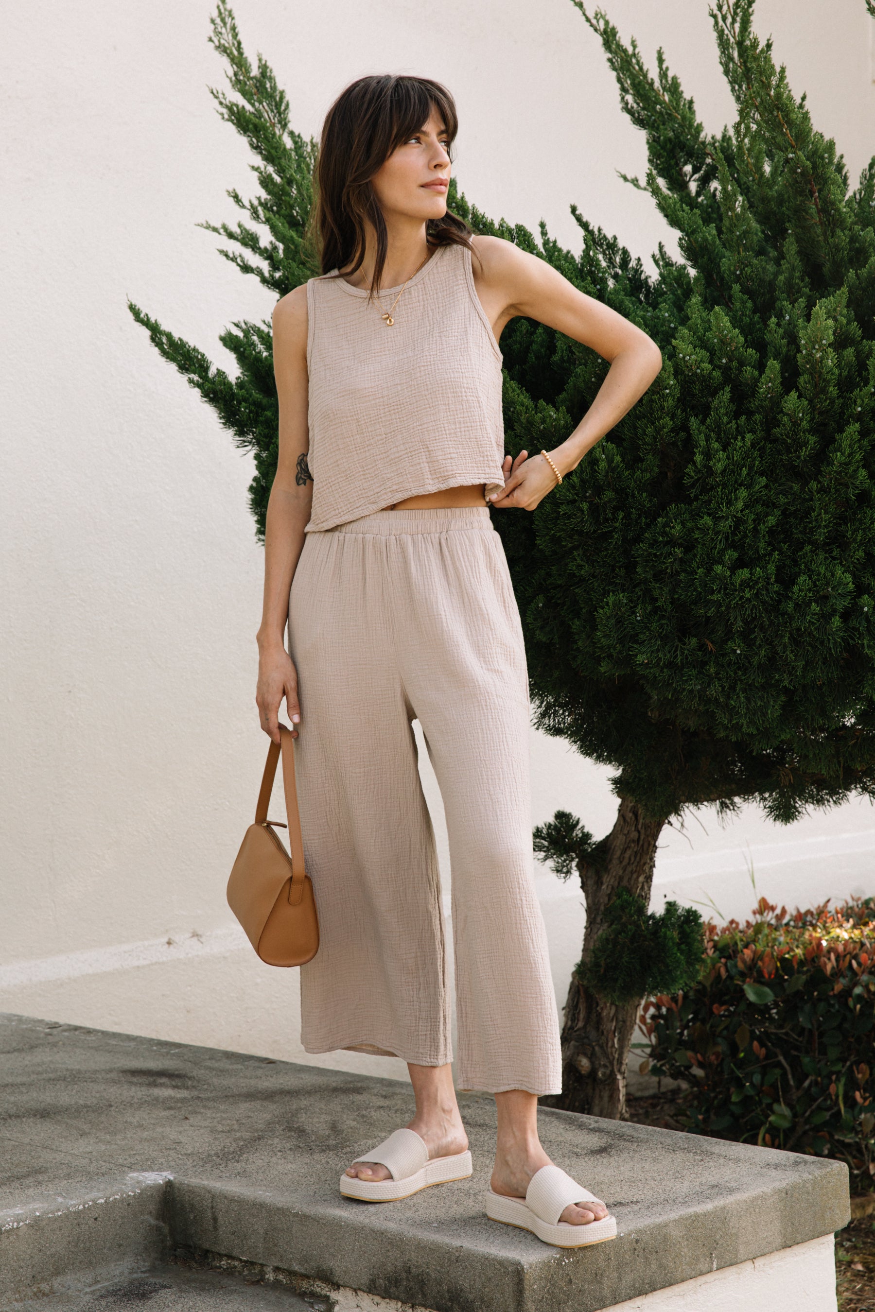 Sand Reversible Gauze Top