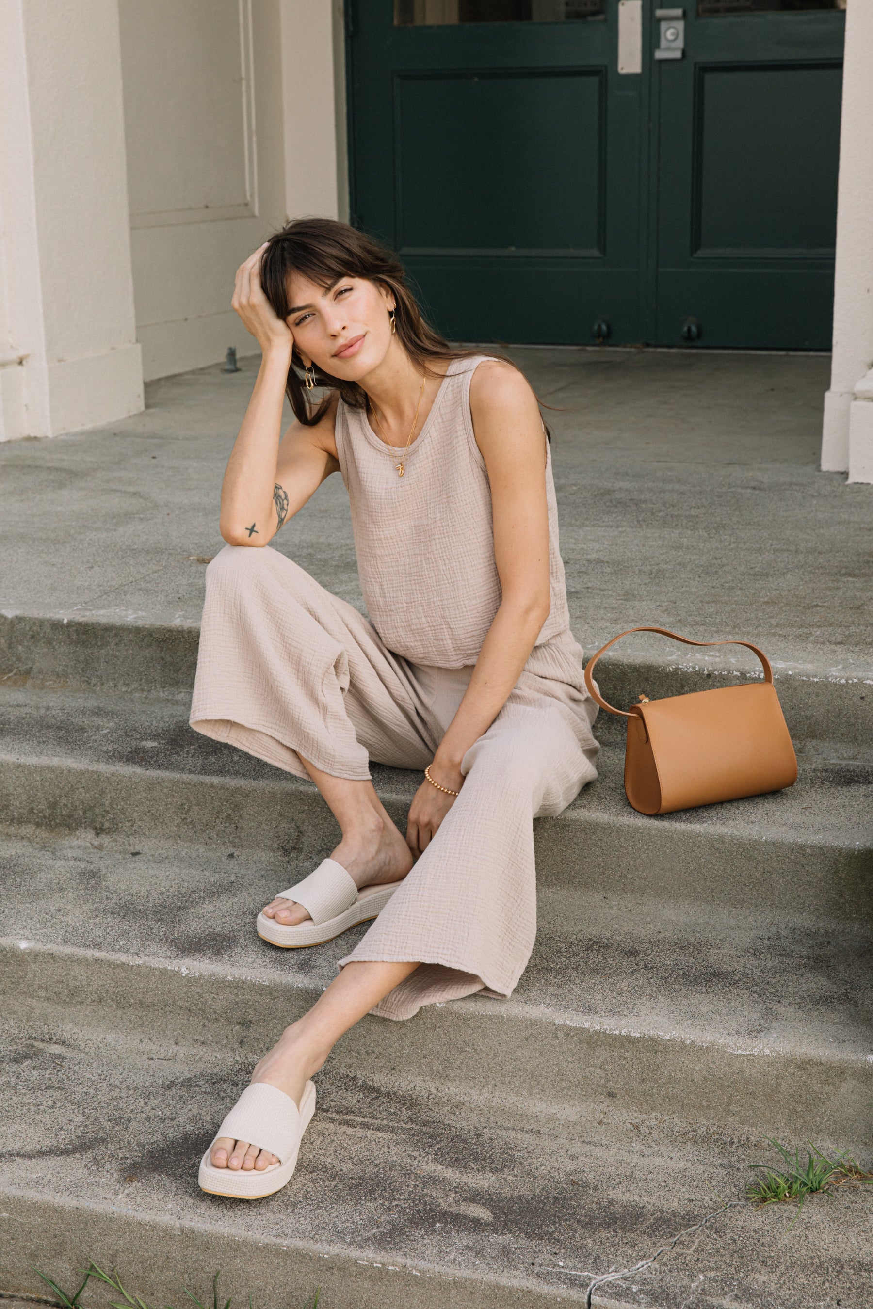 Sand Reversible Gauze Top