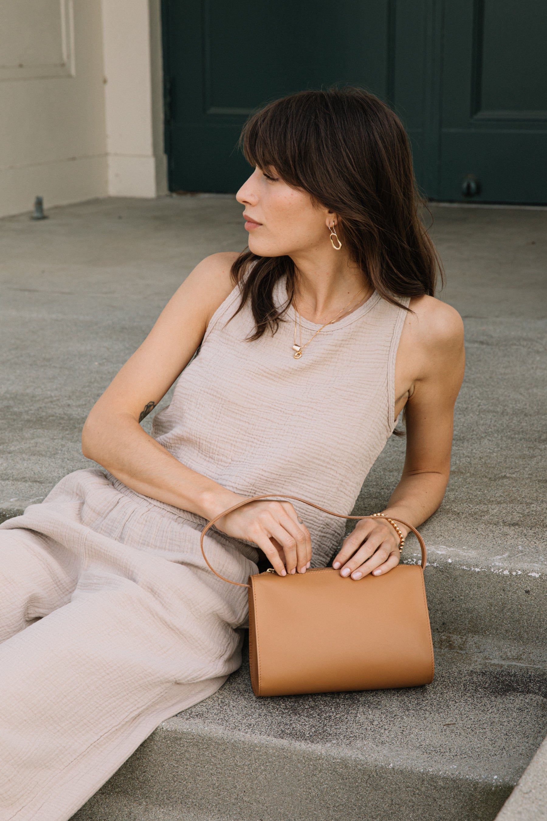 Sand Reversible Gauze Top