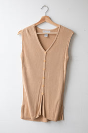 Camel Silk Ribbed Tank