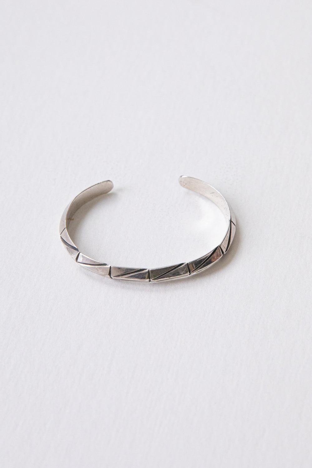 Diagonal Stamped Sterling Cuff