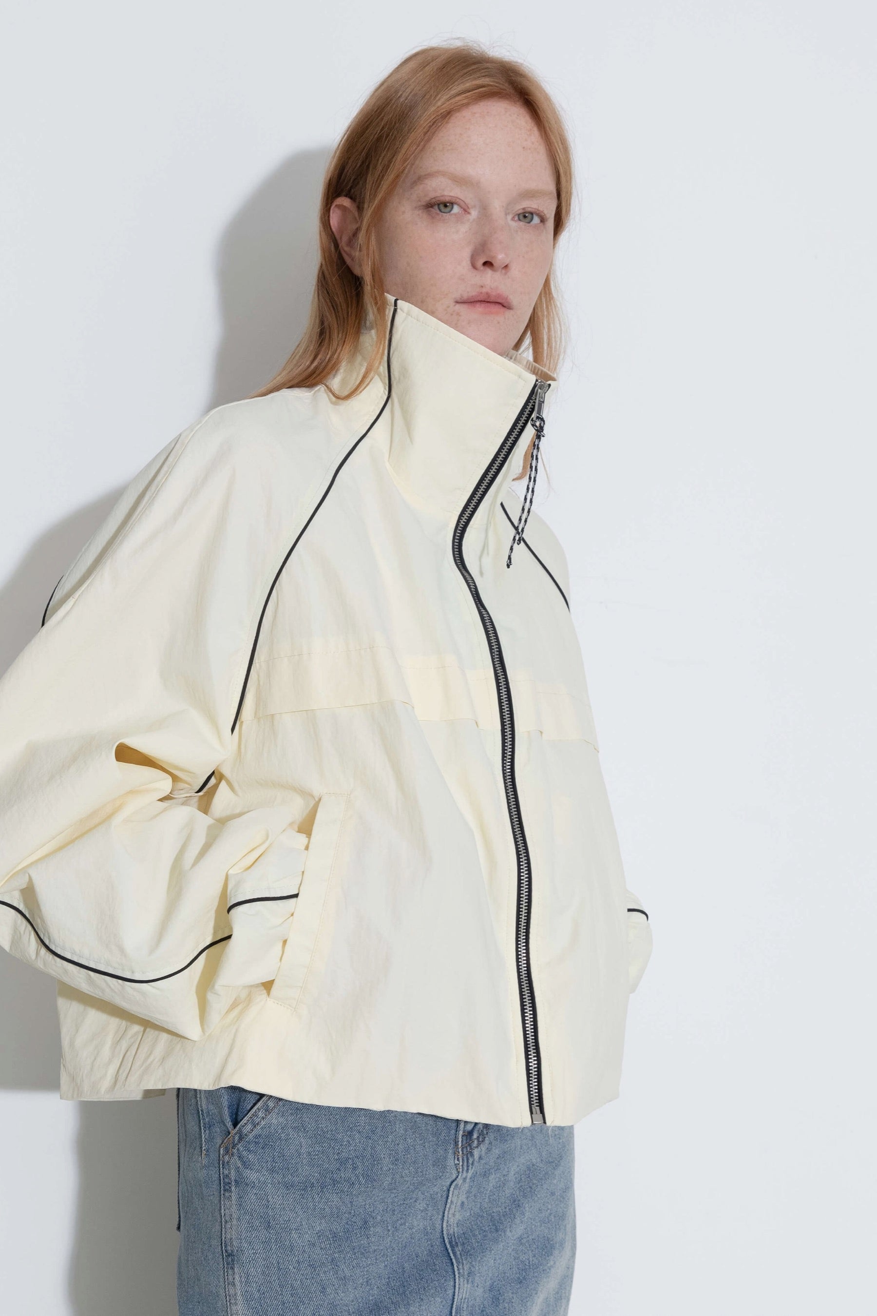 Colorblock Zipper Short Jacket