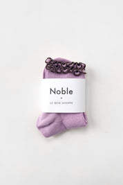 Lilac + Brown Ruffled Socks