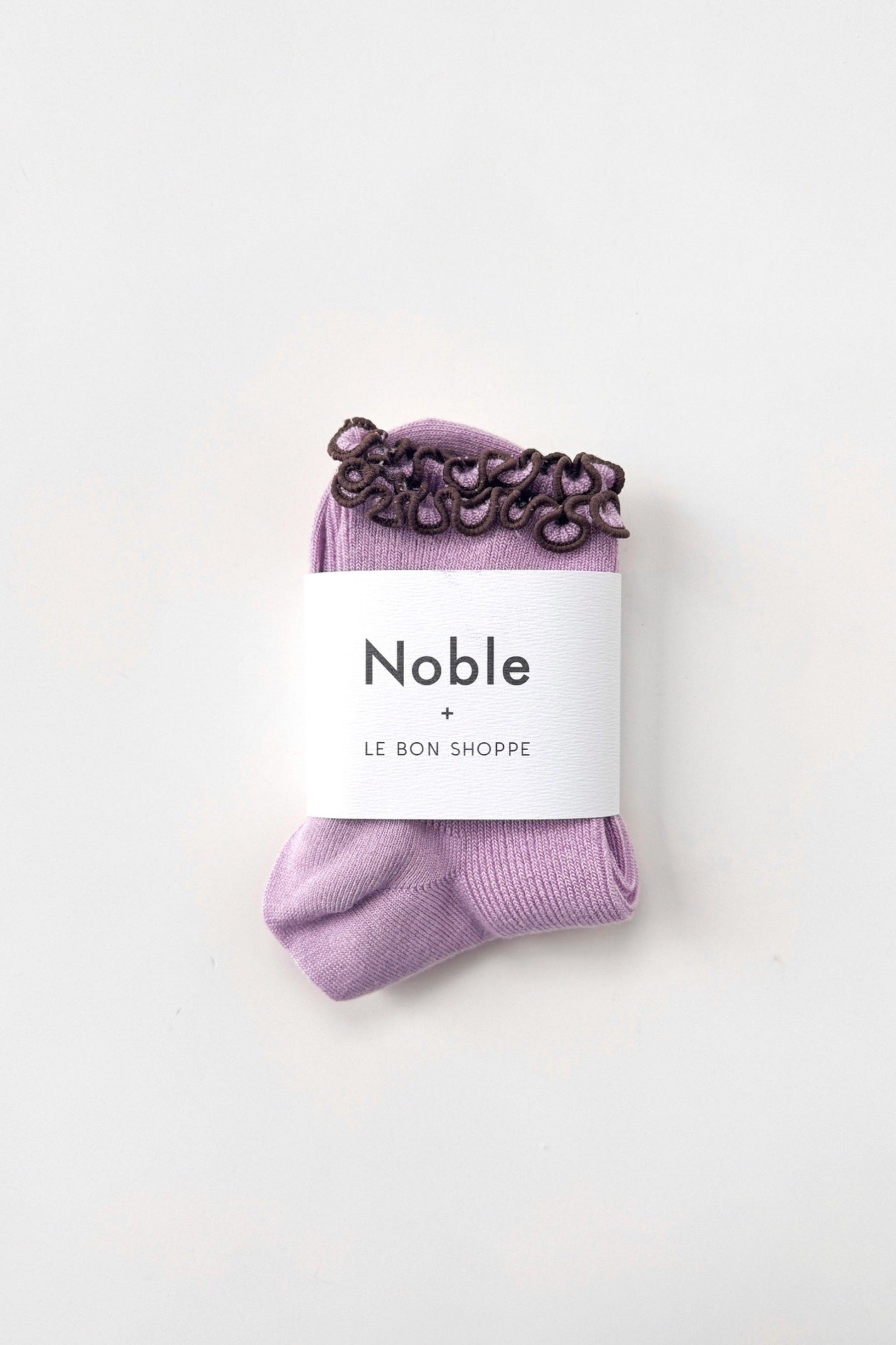 Lilac + Brown Ruffled Socks