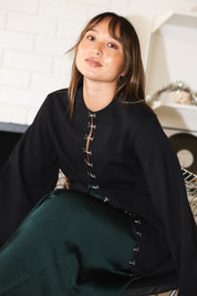 Black Pinch Waist Cardigan