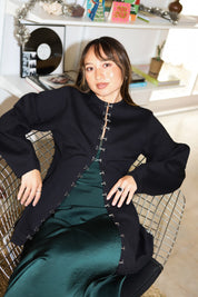 Black Pinch Waist Cardigan