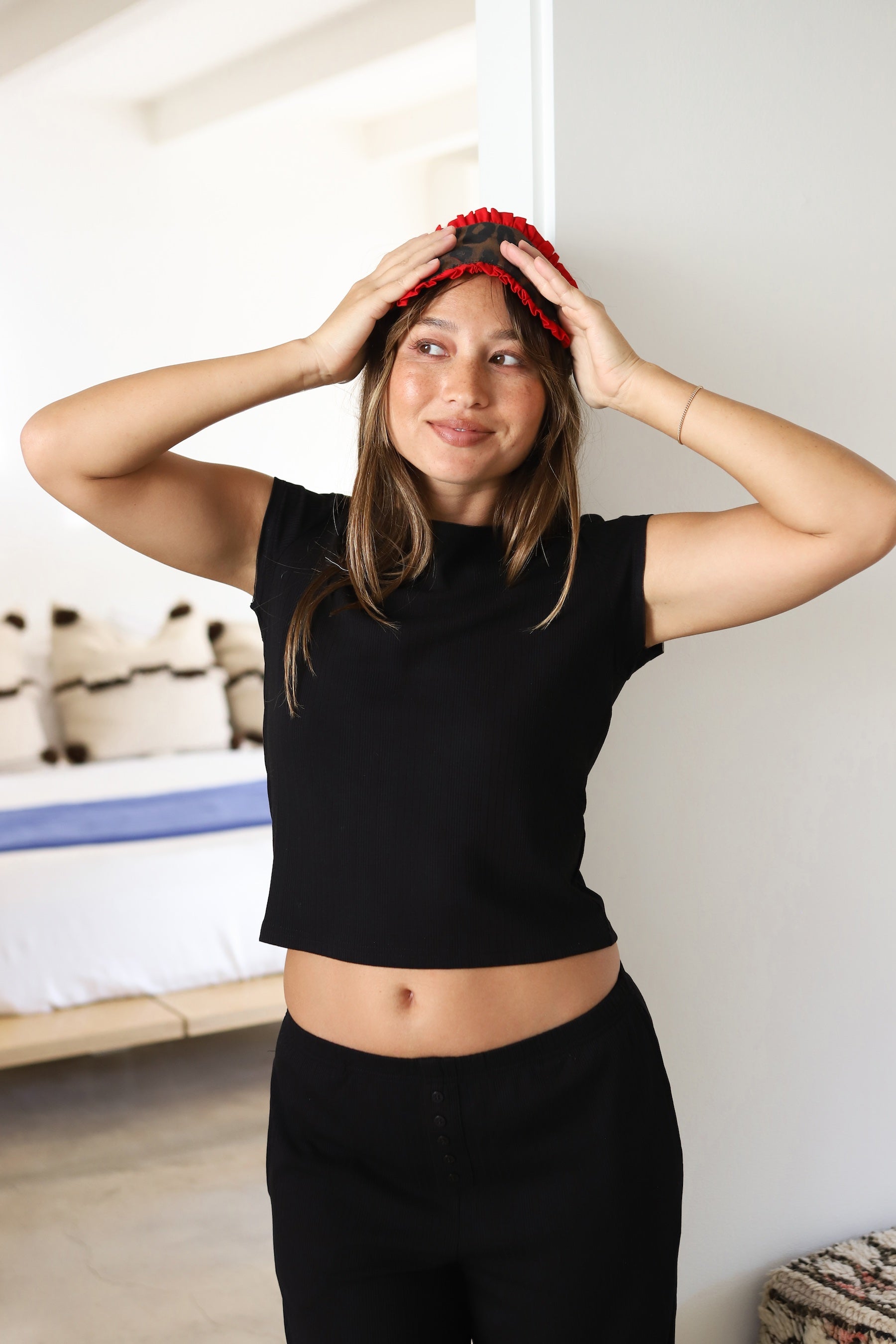 Black Bow Neck Short Sleeve