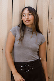 Walnut Gem Cap Sleeve Tee