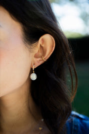 Gold Coin Pearl Hoops