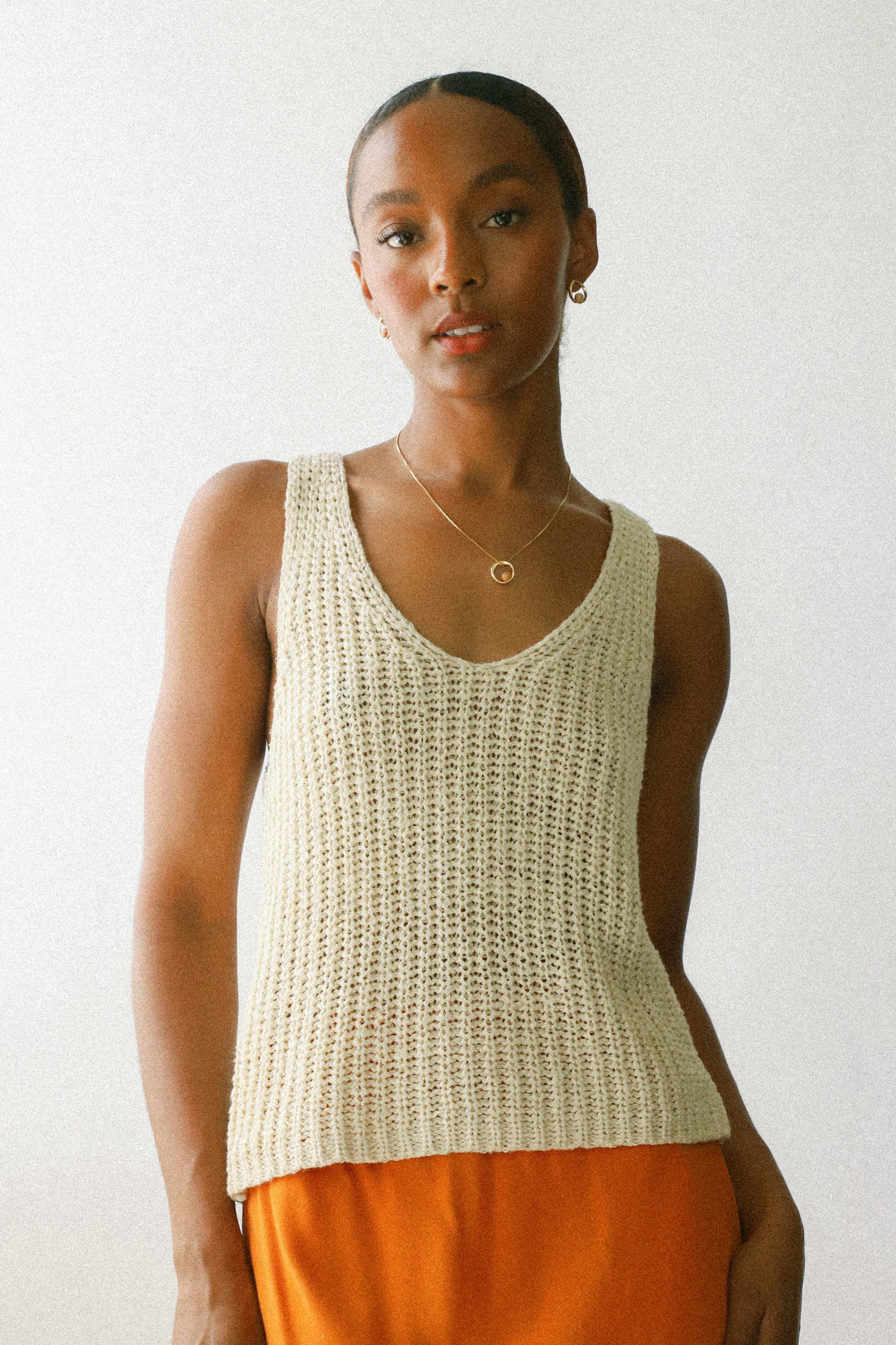 Cream Sweater Knit Tank
