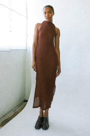 Brown Wave Tank Dress