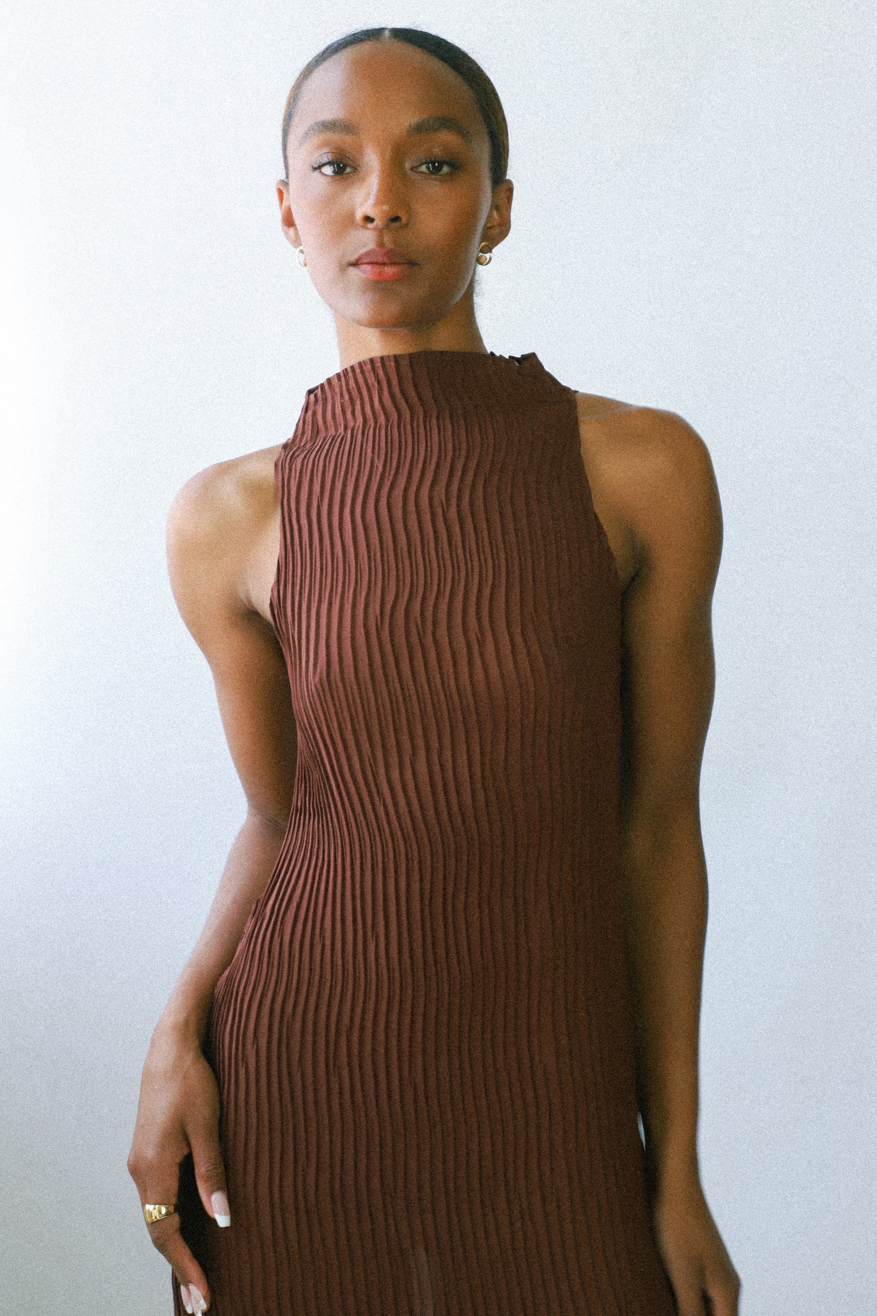 Brown Wave Tank Dress