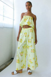 X PRISM Yellow Floral Strapless Top